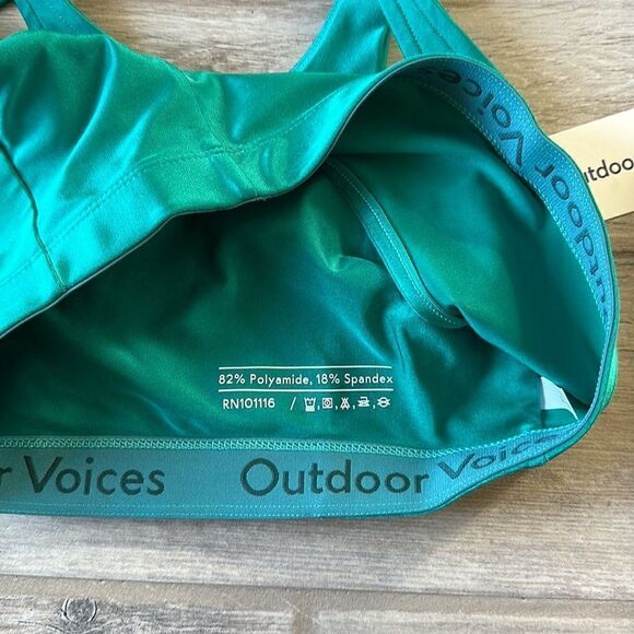 NWT Outdoor Voices Silky Shiny Bondi Beam Bra S Intimate Teal Green - Picture 10 of 12